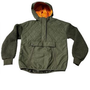 Stoic Women’s XS Hooded Anorak Jacket Olive Quilted Sherpa Sleeves